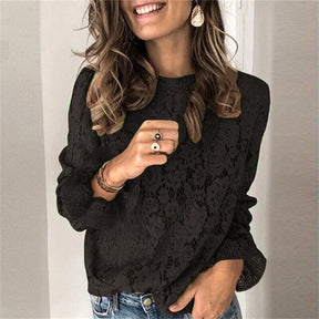 Blusa Casual de Renda Corindo Blusa Importe Go Preto P 