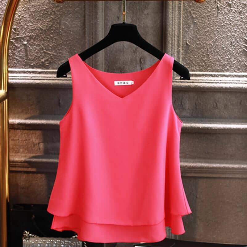 Blusa Regata de Chiffon Himere Blusa Importe Go Rosa P 