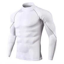 Manga comprida compressão Sport T-Shirt masculina, secagem rápida, Bodybuilding Running camisa, ginásio Fitness t-shirt, apertado Rashgard Importe Go White M 