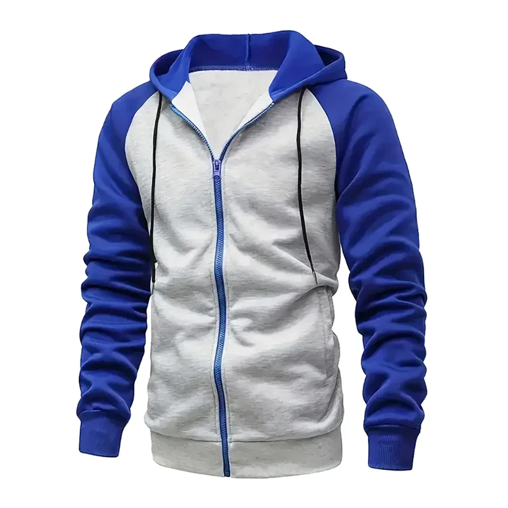 Moletom com capuz masculino com zíper colorido casual, elegante e durável, blusa raglan de outono e inverno, manga raglan, moletom masculino, novo Importe Go 