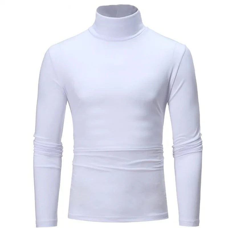 Pulôver de algodão de gola alta masculino, slim fit, elástico, manga longa, casual, vestuário respirável, outono, inverno, moda Importe Go White XXL 